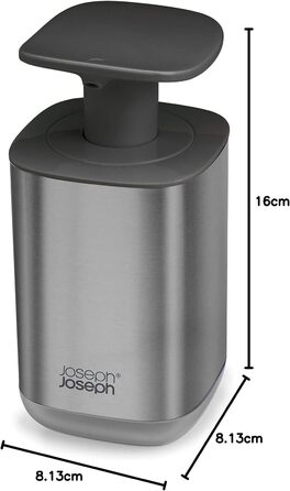 Дозатор мила Joseph Joseph Presto з нержавіючої сталі, гігієнічний, з широкою помпою, нержавіюча сталь/сірий