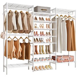 Стійка для одягу KZOBYD з полицями та вішалкою, металева, біла