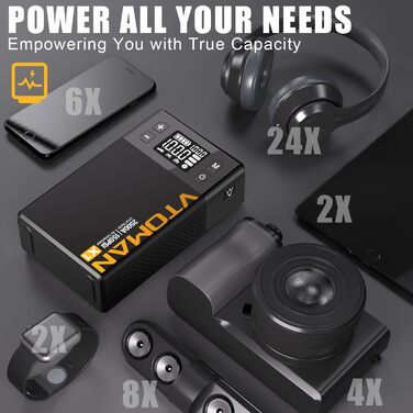 VTOMAN X1 Портативний пусковий пристрій з повітряним компресором, 2500A, акумуляторний, для автомобілів з бензиновими (до 8,5 л) та дизельними (до 6 л) двигунами, цифровий надувний насос 150 PSI, 12V, зарядний пристрій