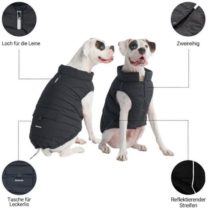 Spark Paws Warmshield™ Dog Jacket Winter Coat, Warm Fleece, Water-Resistant, Windproof, Reflective Vest, Suitable for Medium and Large Dogs, Cold Protection Snow Jacket Parka - Black - M