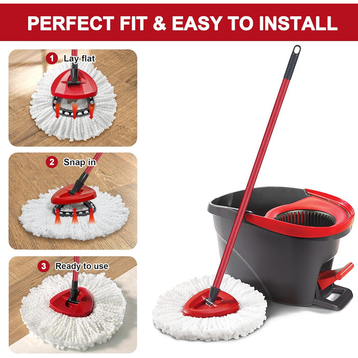 12-Pack Replacement Mops for O-Cedar Easy Wring Spin Mop, Microfiber Spin Mop Replacement Heads, Easy Mop Replacement for Cleaning
