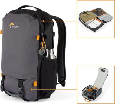 Рюкзак для камери Lowepro Trekker Lite BP 250, сірий, з винімним вкладишем, для беззеркальних камер Sony Alpha 7, з системою кріплення аксесуарів