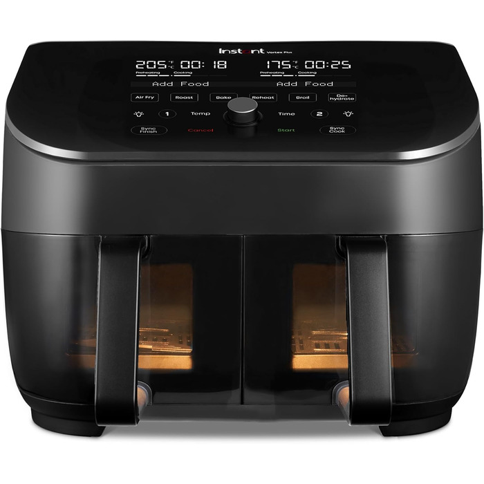 Фритюрниця повітряна Vortex Plus ClearCook 5.7L, чорна, 6-в-1, 1700W, з вікном, 8L