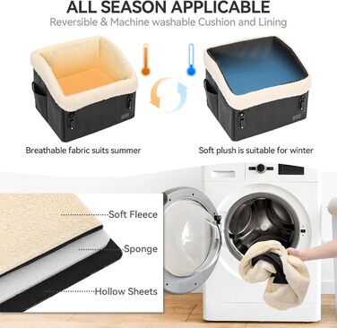 Автокрісло для собак PETSFIT, чорне, для маленьких собак, з патентованими застібками, знімний та пральний плюшевий чохол