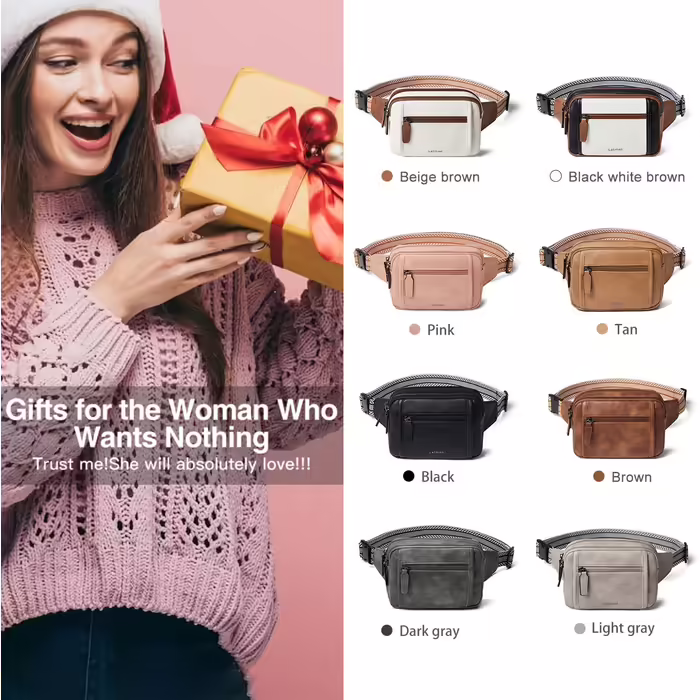 3L Waist Bag for Women Beige, Crossbody Bag for Women PU Leather Hip Bag Stylish Chest Bag Small Water-Resistant Anti-Theft Bag with Strap Shoulder Bags for Women for Sports Outdoor
