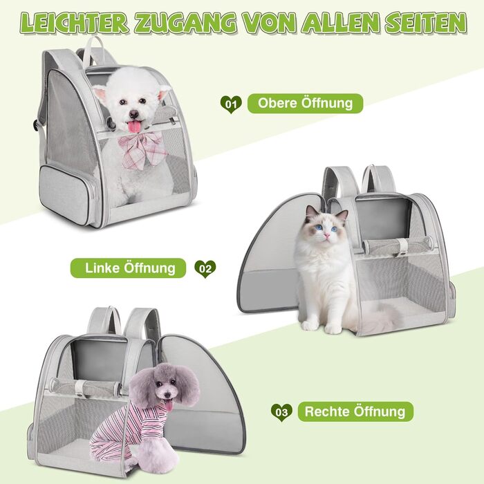 Рюкзак для тварин ALLSOPETS - дихаючий, для котів та собак, маленьких порід, з безпечними ременями. Ідеально для подорожей та активного відпочинку (світло-сірий)