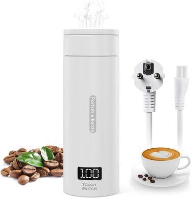 Flintronic Travel Electric Kettle, 380ML Mini Electric Kettle, 220 V / 300W Thermos Flask, 304 Stainless Steel Liner, Small Portable Electric Kettle with Automatic Shut-Off