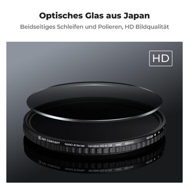 Фільтр ND K&F Concept Variabler 46mm, ND8-128 (3-7 ступенів затемнення) для фотографії пейзажів та відео, Nano-Xcel серія