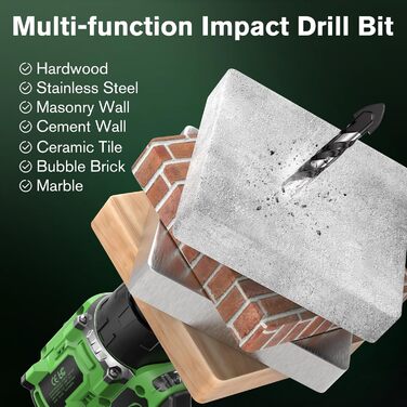 Ginour 21V акумуляторний ударний дриль-шуруповерт, комплект 47 предметів, сумісний з Makita 18V, 50 Nm, 2 швидкості, LED, 10 мм