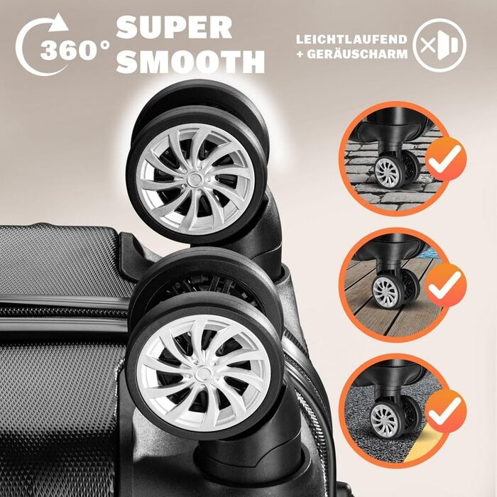 Набір валіз Monzana® Baseline 3шт (M-L-XL) з жорстким корпусом, 4 колеса, чорний