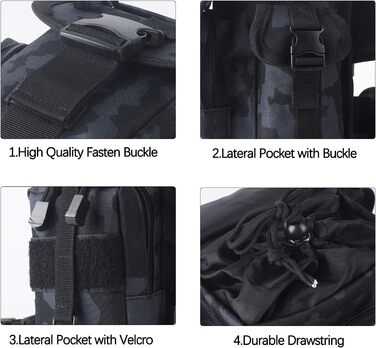 Тактична набедрена сумка Jueachy, водонепроникна, для мотоциклів, риболовлі, кемпінгу (чорний камуфляж)