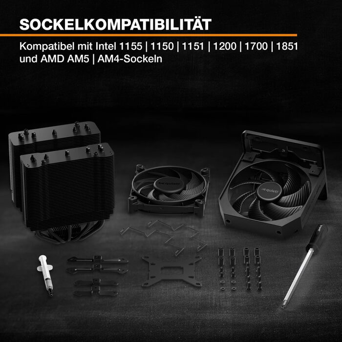 be quiet! Dark Rock Pro 5 - Повітряний кулер для ПК з 7 теплових трубок, тихий вентилятор 120/135 мм, Speed Switch