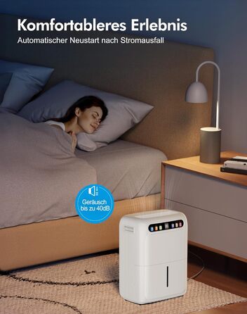 Електричний осушувач повітря з функцією сушіння білизни, тихий, з автоматичним контролем вологості, таймером, шланг 1м, для квартири до 120 м³, гарантія 10 років (20л)