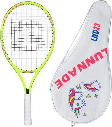 Lunnade Kids Tennis Racket Set - Youth Tennis Racquet for Boys & Girls Ages 3-12 with Cover - 19/21/23/25 Inch Sizes (Yellow, 23 Inch)