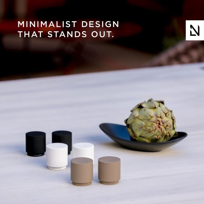 LARS NYSØM Salt and Pepper Shaker Set | Stainless Steel Salt Shaker, Minimalist Design Spice Shaker, Easy to Refill (Taupe Brown)