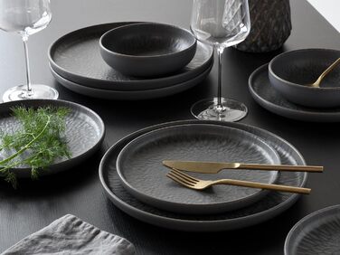 Набір посуду CreaTable Serie Uno Volcano 12 предметів, кераміка, Португалія - темний вулканічний