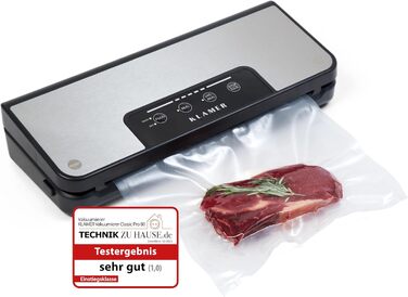 KLAMER Classic Pro 80 (2024) - Вакуумний пакувальник для продуктів харчування, Sous Vide, комплект з пакетами та шлангом