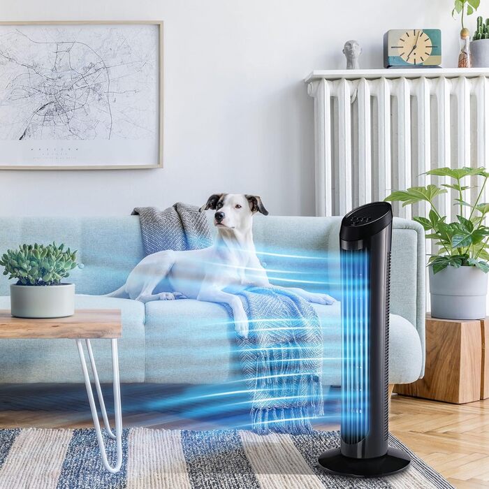 Турбовентилятор HOMCOM 45W з осциляцією, 3 швидкості, ABS, чорний, Ø27 x 75 см