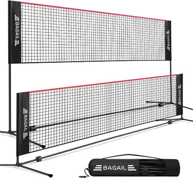 BAGAIL Adjustable Badminton Net Set - Portable Badminton, Tennis & Volleyball Net with Stand & Carry Bag (4.2M, Red/Black)