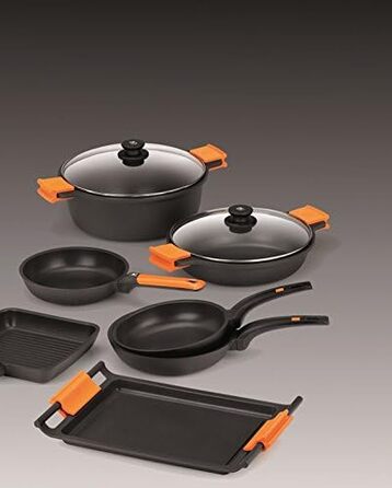 Набір сковорідок BRA Efficient з литого алюмінію з антипригарним покриттям Teflon Platinum Plus, чорний, 18x22x26 см, 4 шт.