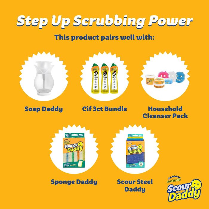 Scrub Daddy Scour Daddy Scrub Sponges for Various Surfaces, Scratch-Free Mesh Fabric, Does What Scrub Sponges Can't, Durable, Odor-Resistant, Scratch-Proof, 3-Pack (12-Pack)