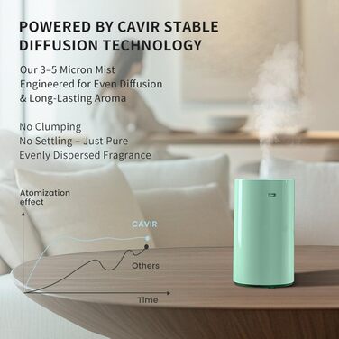 Дифузор для ефірних олій Cavir без води, портативний міні-розпилювач аромату, USB-зарядка, 1/2/3 години таймер, 3 рівні туману для дому, кімнати, авто, офісу (зелений)