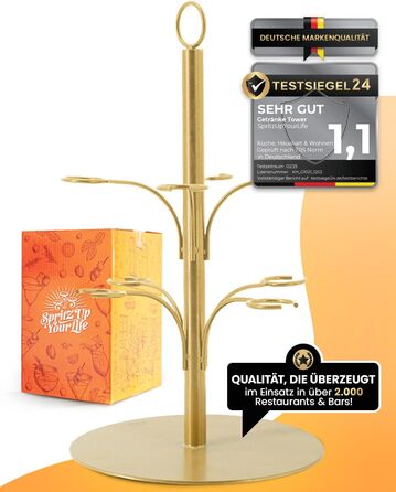 Стійка для коктейлів SpritzUpYourLife: 8 келихів, Aperol, Sarti Rosa, вечірка, подарунок (золото)