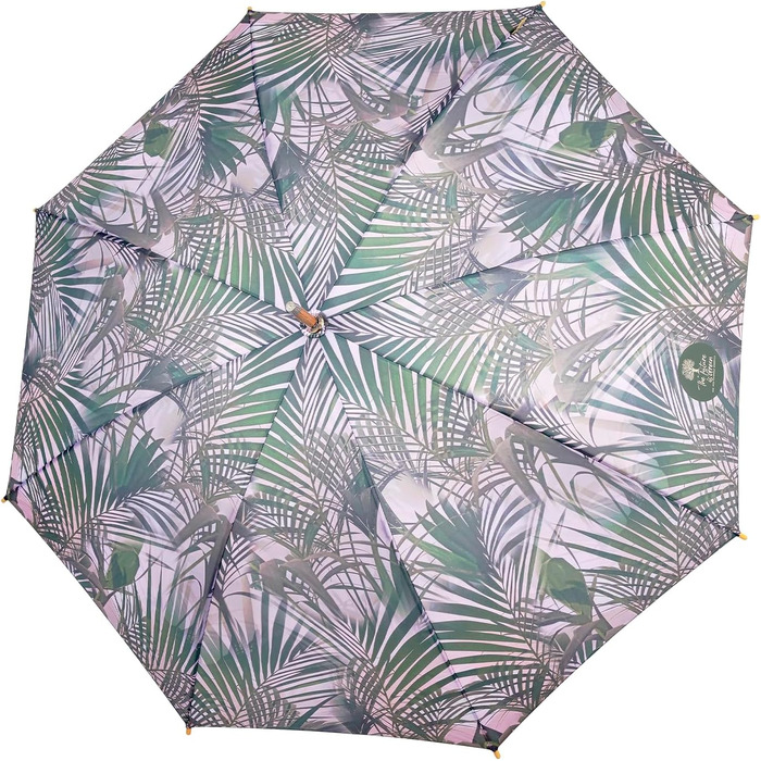 Perletti Green Eco Women's Umbrella - Recycled Material, Automatic Open/Close, 102cm Diameter, White Kentia Flower Design