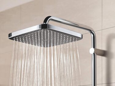 GROHE Vitalio Start 250 Showerhead (water-saving, anti-limescale system, durable surface), chrome, 26815000 (square)
