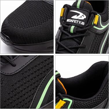 Черевики робочі чоловічі та жіночі S3, легкі, з металевим носком, антиковзаючі, дихаючі, спортивні, чорно-зелені (39 EU)