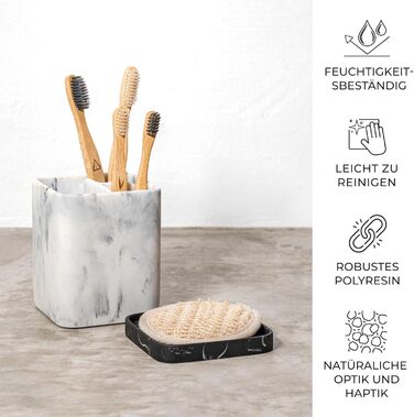 Тримач для зубних щіток ZCCZ для ванної кімнати - керамічний, квадратний, для електричної зубної щітки, білий, під косметику та бритву