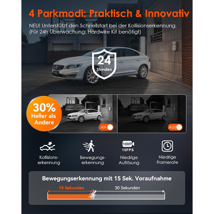 Відеореєстратор VANTRUE E2 Dual 2.7K+2.7K з GPS, WiFi та пультом керування. Подвійний об'єктив, нічне бачення, паркувальний режим, G-сенсор, підтримка карт пам'яті до 512GB