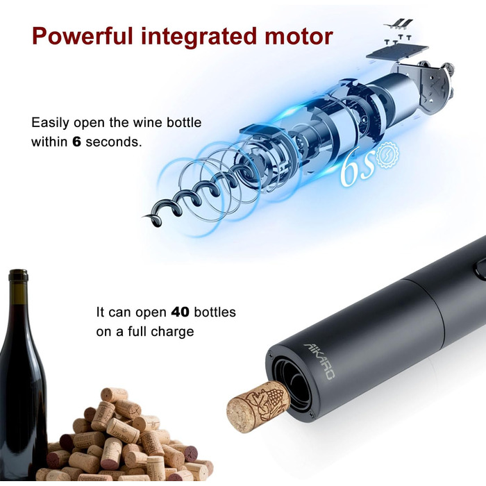 Електричний відкривачка вин AikarO - автоматичний, акумуляторний (набір A)
