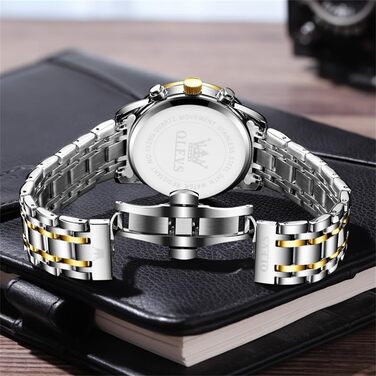 Чоловічий годинник з нержавіючої сталі, хронограф, фаза місяця, водонепроникний, кварц, аналоговий, стильний, класичний, для чоловіків. Сріблястий, чорний, золотий, блакитний колір.