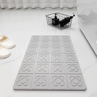Діатомітовий килимок для ванної Pure 4Home Kieselgur, швидкосохнучий та антибактеріальний, 60 x 40 см, сірий