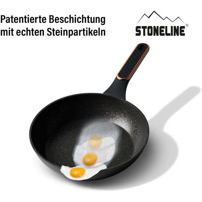 STONELINE 11-Piece Pan and Pot Set, Pot Set with Lids, Induction Cookware Pan, Suitable for All Cooktops, Cookware Set with Non-Stick Coating with Real Stone Particles, Color: Cream