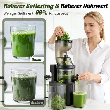 Шнекова соковижималка Entsafter Slow Juicer 400W для цілих овочів та фруктів, чаша 1.8л, холодний віджим, BPA-free