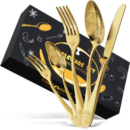 Набір столових приборів DRAGON RIOT на 6 осіб (30 предметів) з нержавіючої сталі, рожеве золото, елегантний набір ножів, виделок та ложок для дому, вечірки або ресторану