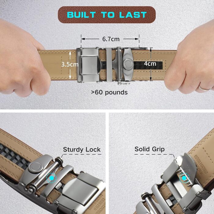 Чоловічий шкіряний ремінь на пряжці-защіпці, 35 мм, 130 см, для талії 28-44