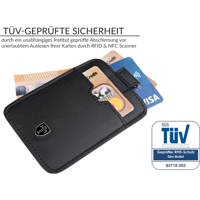 Слимок гаманець-картхолдер TRAVANDO Dallas для чоловіків, RFID захист, на 12 карт, чорний