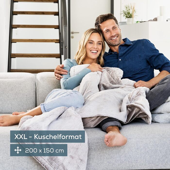 Електрична ковдра Beurer HD 150 XXL Nordic: 200x150 см, 6 температурних режимів, автоматичне вимкнення, машинне прання, тепла пухнаста текстура, колір тауп
