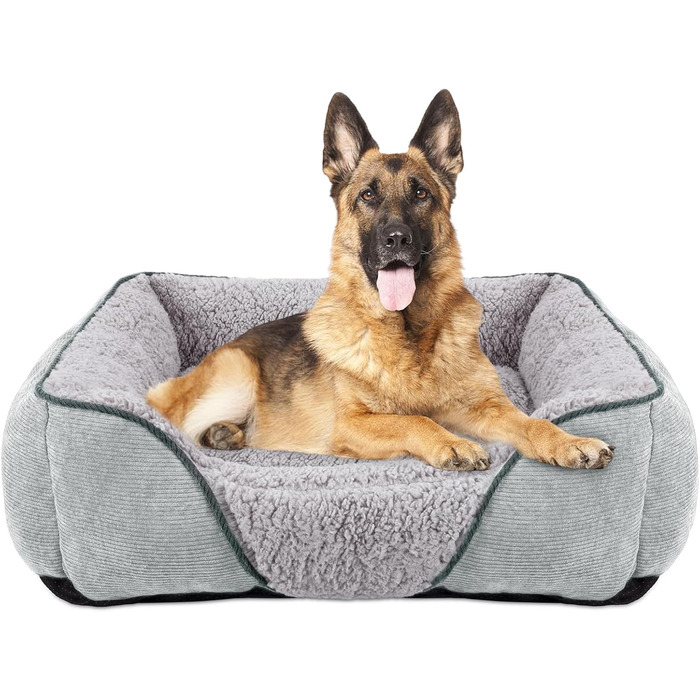 JOEJOY Dog Bed Medium to Large Dogs Dog Basket Washable - Fluffy Dog Bed, Non-Slip Dog Beds Dog Basket, Plush Dog Basket for Dogs and Cats (L76×61×23 cm) (L 106 x W 80 x H 23 cm, Light Grey)