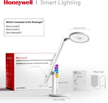 LED настільна лампа Honeywell H6 Sunturalux з дотичним керуванням, таймером та регулюванням яскравості, 800LM, для робочого кабінету та спальні