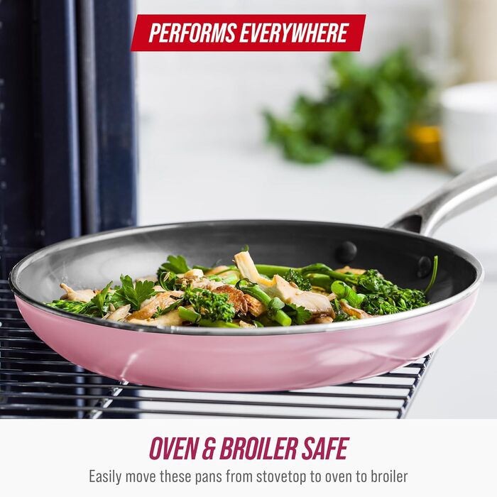 Набір посуду Blue Diamond 10 предметів з антипригарним покриттям, кераміка з діамантовим напиленням, безпечний для миття в посудомийній машині та металевих інструментів, нетоксичний, без PFAS, для кухні, приготування соусів та смаження, сумісний з духовко