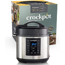 Мультиварка Crock-Pot Express 12-в-1, 5,6 л, електрична, з функціями скороварки, шеф-приготування, пароварки та соте, для 6-7 осіб, нержавіюча сталь [CSC051X]