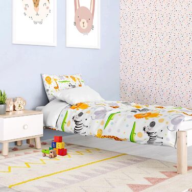 Дитяча постільна білизна DJDEA 100x135 - Комплект з динозаврами для хлопчиків, м'яка мікрофібра з блискавкою, 2 частини, для немовлят 100x135 см з наволочкою 40x60 (100x135 см + 40x60 см, З тваринами)