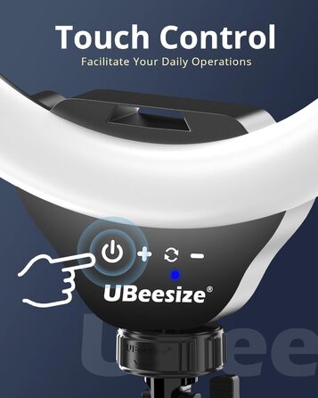 Ringlicht UBeesize 12 дюймів з триподом, 62 дюйми, для відео та стрімінгу, сумісний з телефонами, камерами, веб-камерами, сенсорне керування, білий, теплий, денне світло