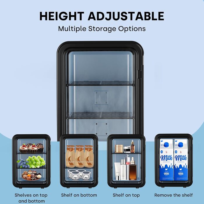 Mini холодильник Enventor 10L: портативний, з подвійним охолодженням, 12V/220V, для авто, кімнати, офісу (чорний)