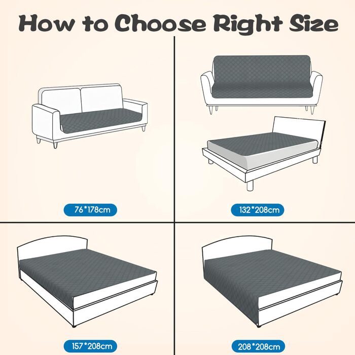 Водонепроникний килимок для собак Nobleza: захист диванів та ліжок, 178x76 см, сірий