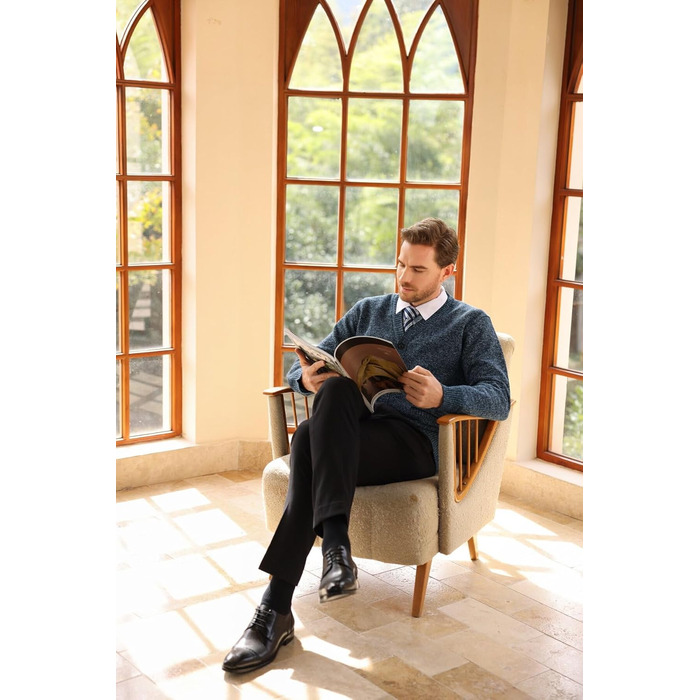 Чоловічий в'язаний кардиган Allthemen з V-подібним вирізом, з підкладкою та ґудзиками, грубий в'язаний светр, тепла перехідна куртка для чоловіків (4XL, сірий+блакитний)